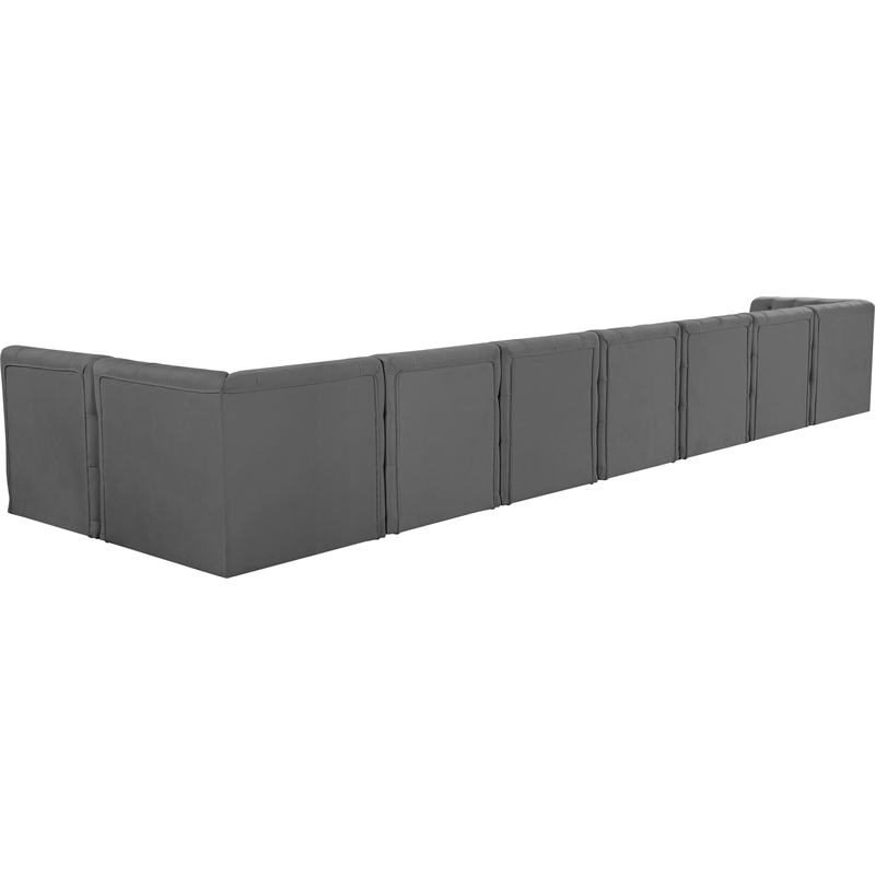 Meridian Furniture Tuft Grey Velvet Modular Sectional