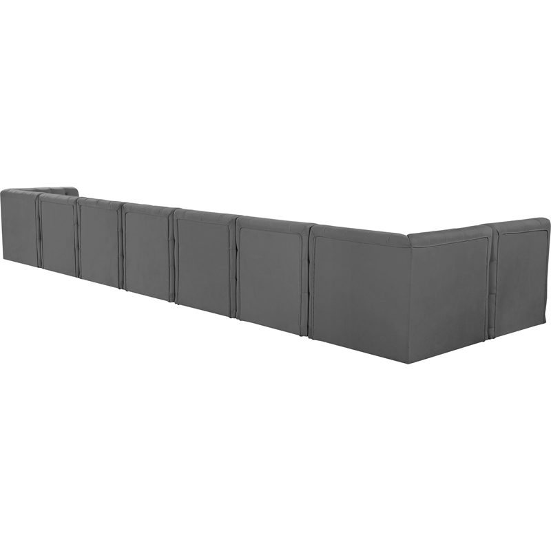 Meridian Furniture Tuft Grey Velvet Modular Sectional
