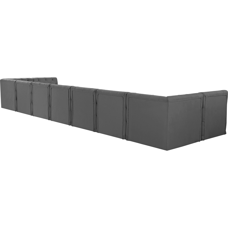 Meridian Furniture Tuft Grey Velvet Modular Sectional
