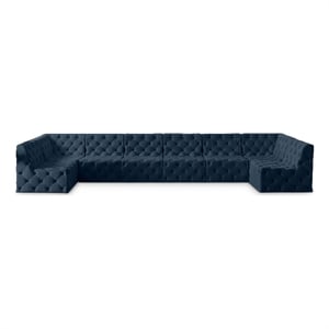 Meridian Furniture Tuft Navy Velvet Modular Sectional
