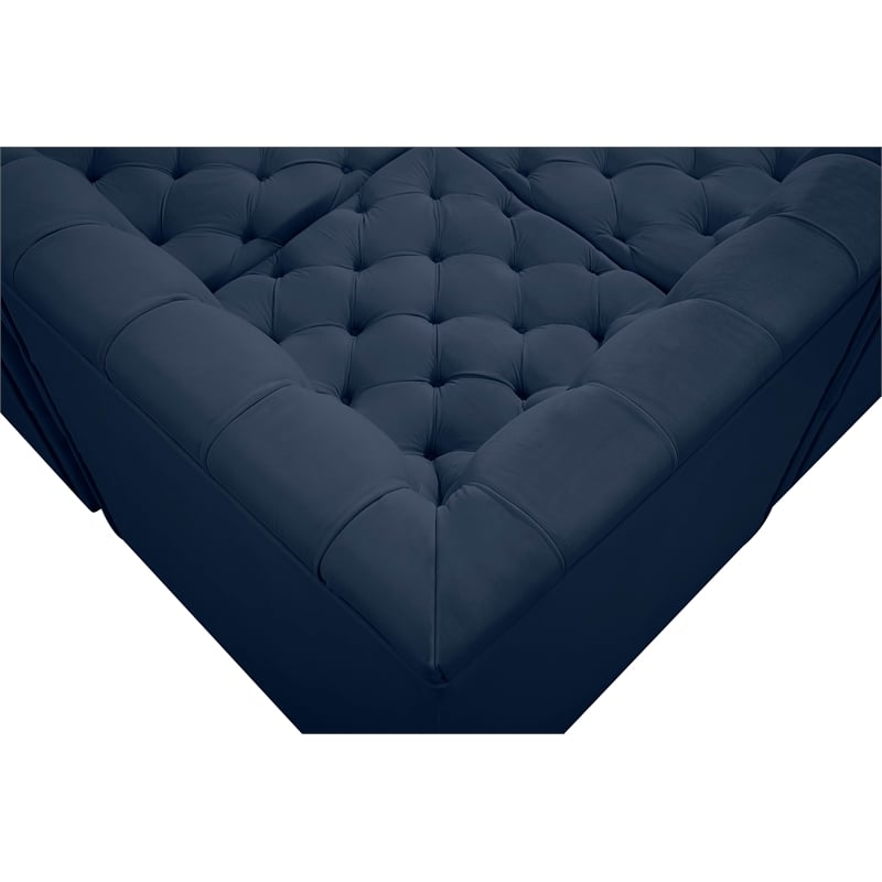 Meridian Furniture Tuft Navy Velvet Modular Sectional