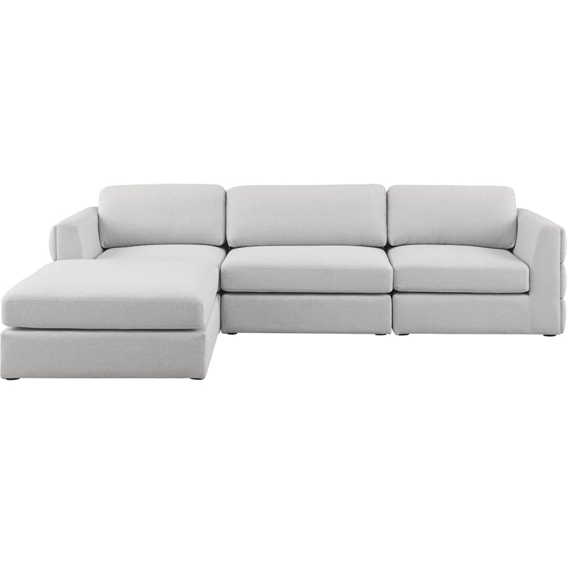 Meridian Furniture Beckham Beige Durable Linen Textured Fabric Modular Sectional