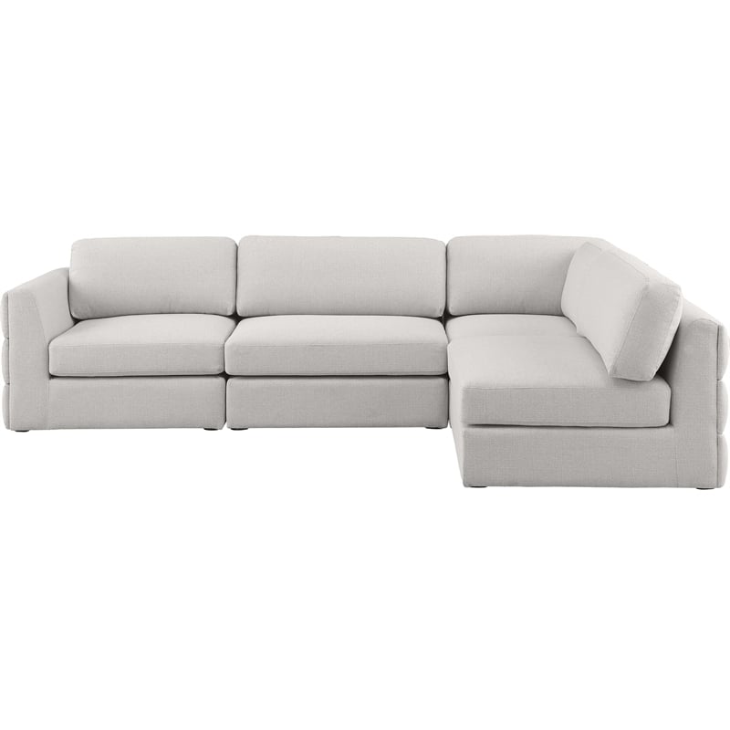 Meridian Furniture Beckham Beige Durable Linen Textured Fabric Modular Sectional