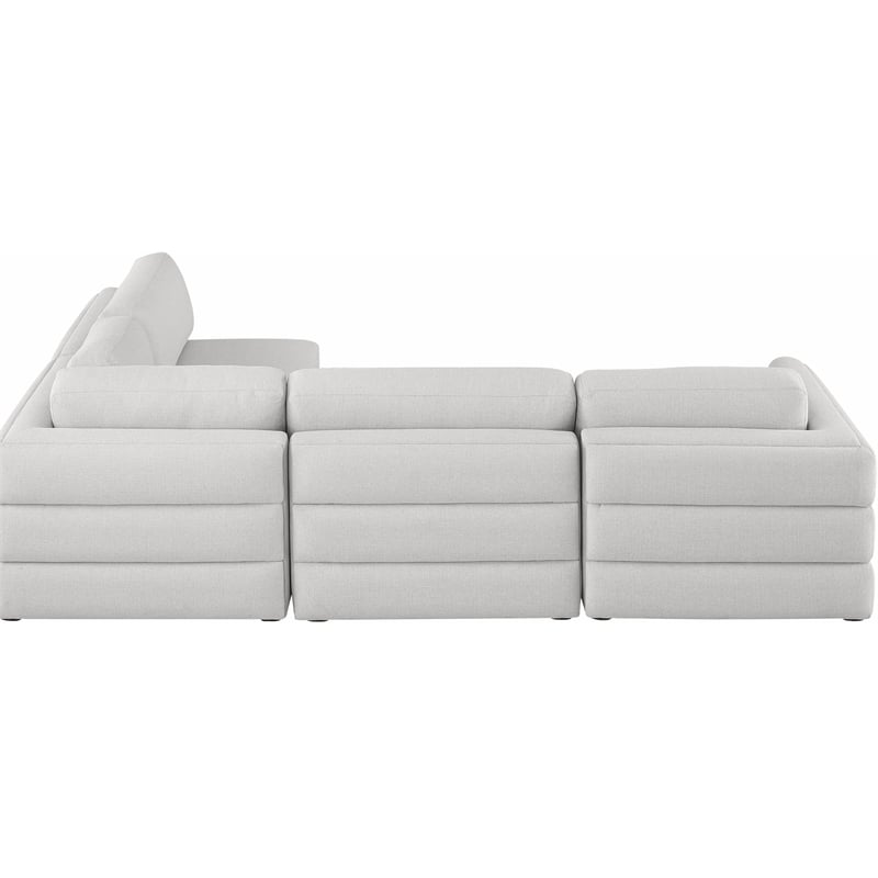 Meridian Furniture Beckham Beige Durable Linen Textured Fabric Modular Sectional