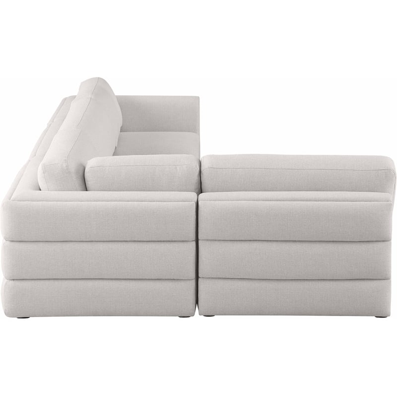 Meridian Furniture Beckham Beige Durable Linen Textured Fabric Modular Sectional