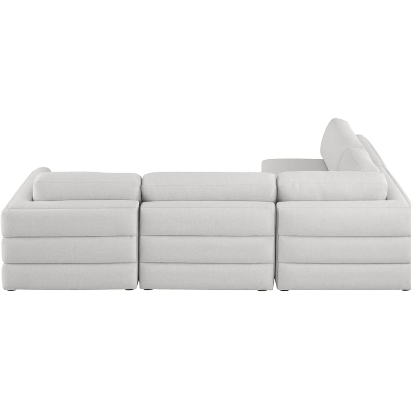 Meridian Furniture Beckham Beige Durable Linen Textured Fabric Modular Sectional