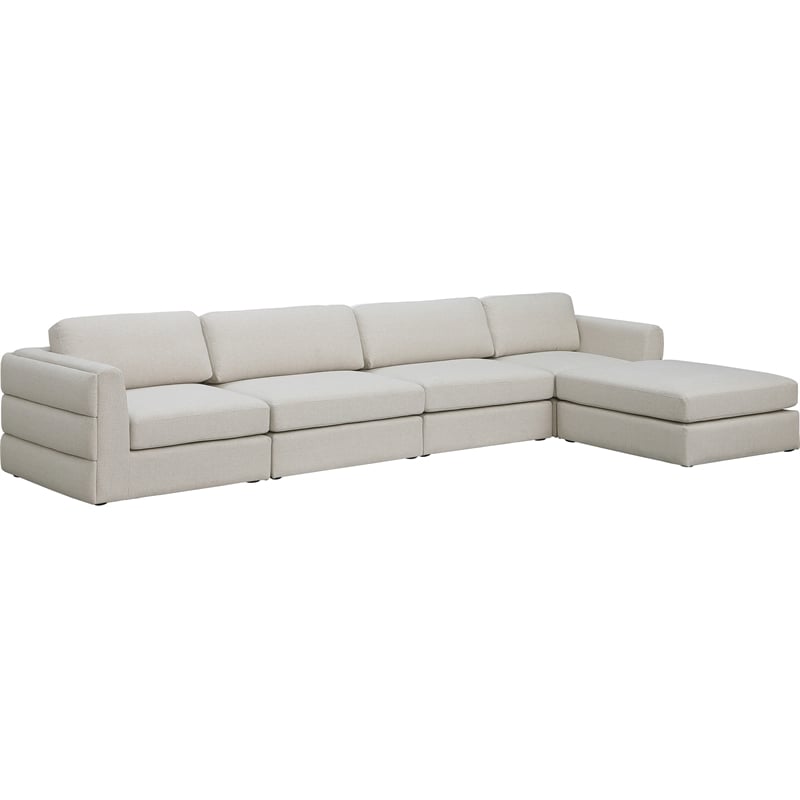 Meridian Furniture Beckham Beige Durable Linen Textured Fabric Modular Sectional