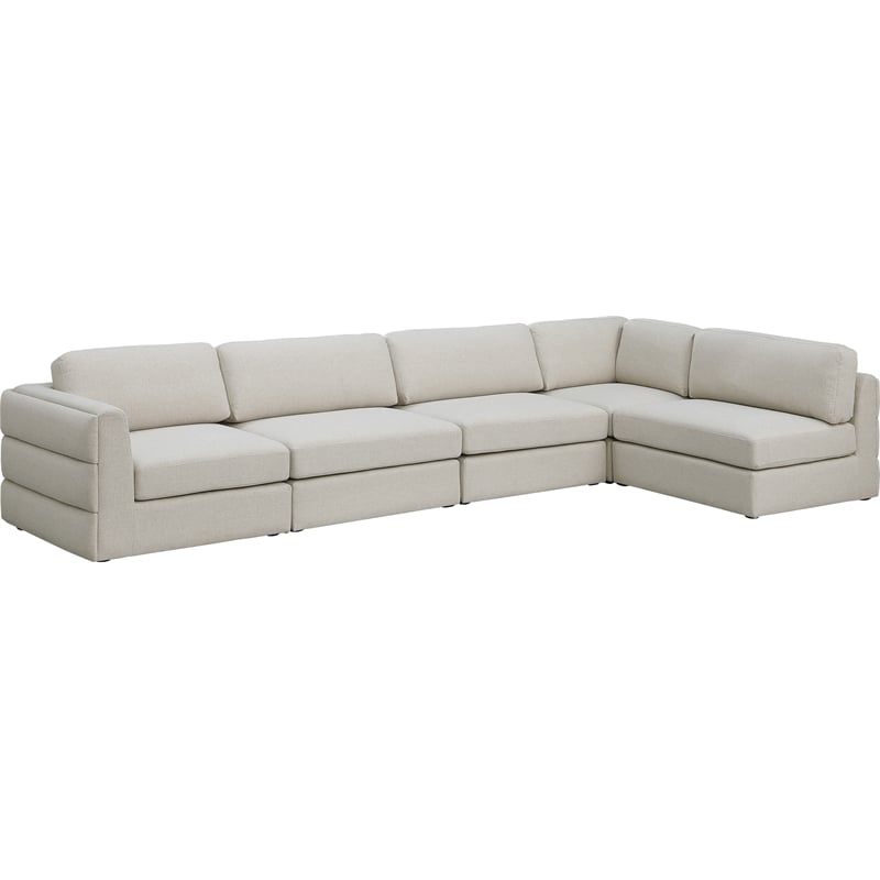 Meridian Furniture Beckham Beige Durable Linen Textured Fabric Modular Sectional