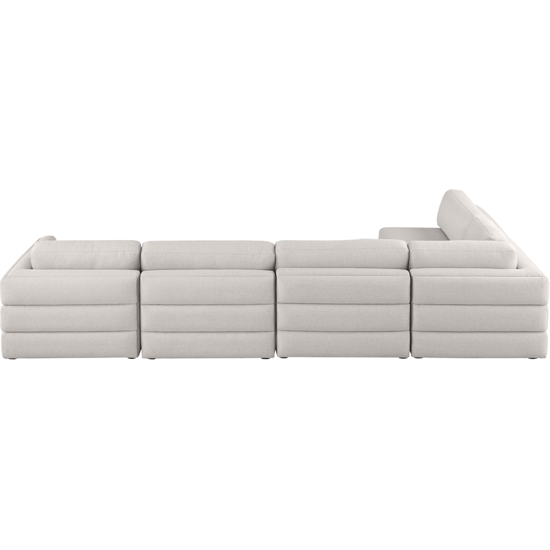 Meridian Furniture Beckham Beige Durable Linen Textured Fabric Modular Sectional