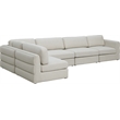 Meridian Furniture Beckham Beige Durable Linen Textured Fabric Modular Sectional