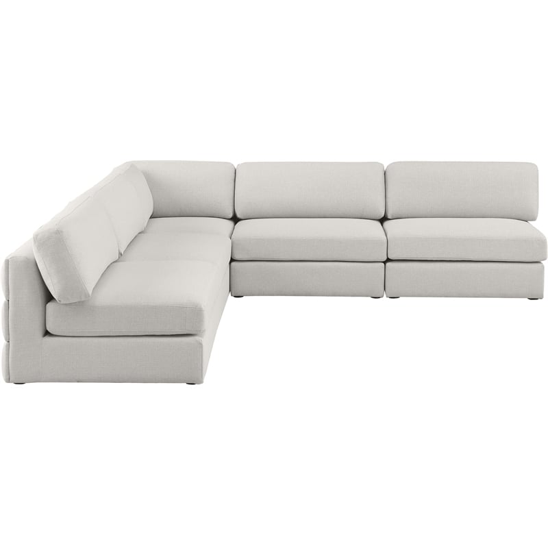 Meridian Furniture Beckham Beige Durable Linen Textured Fabric Modular Sectional