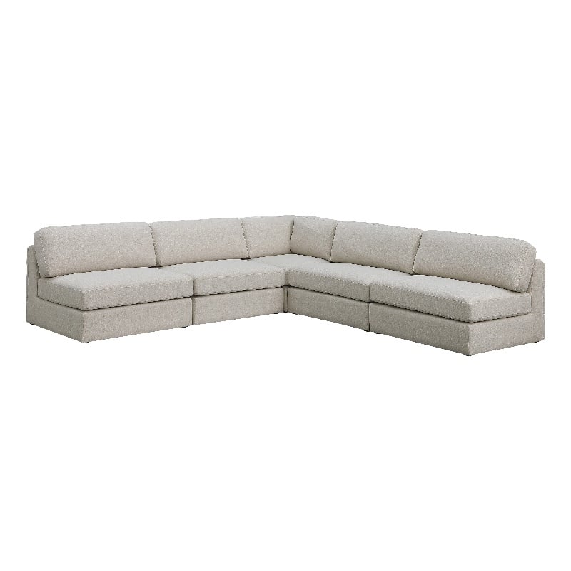 Meridian Furniture Beckham Beige Durable Linen Textured Fabric Modular Sectional