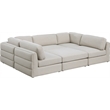 Meridian Furniture Beckham Beige Durable Linen Textured Fabric Modular Sectional