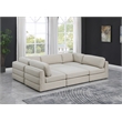 Meridian Furniture Beckham Beige Durable Linen Textured Fabric Modular Sectional