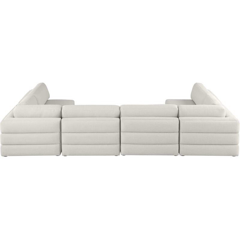 Meridian Furniture Beckham Beige Durable Linen Textured Fabric Modular Sectional