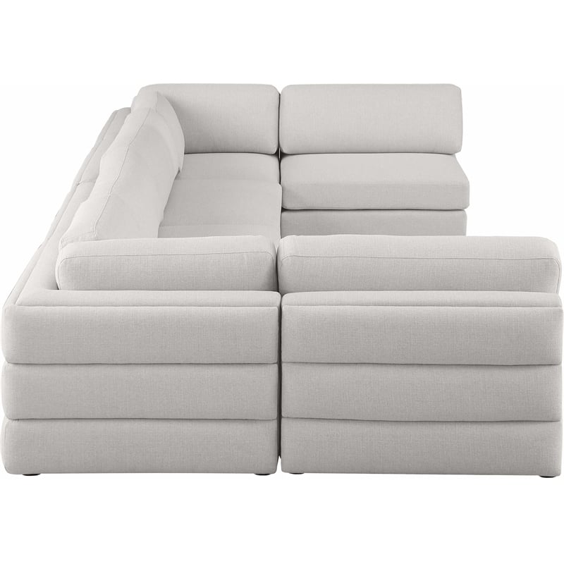Meridian Furniture Beckham Beige Durable Linen Textured Fabric Modular Sectional