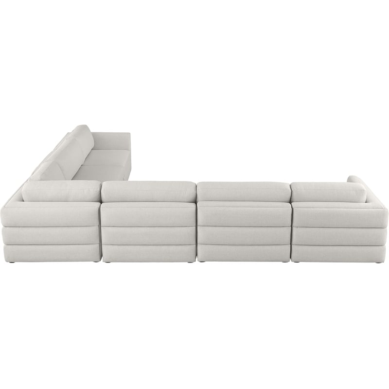 Meridian Furniture Beckham Beige Durable Linen Textured Fabric Modular Sectional