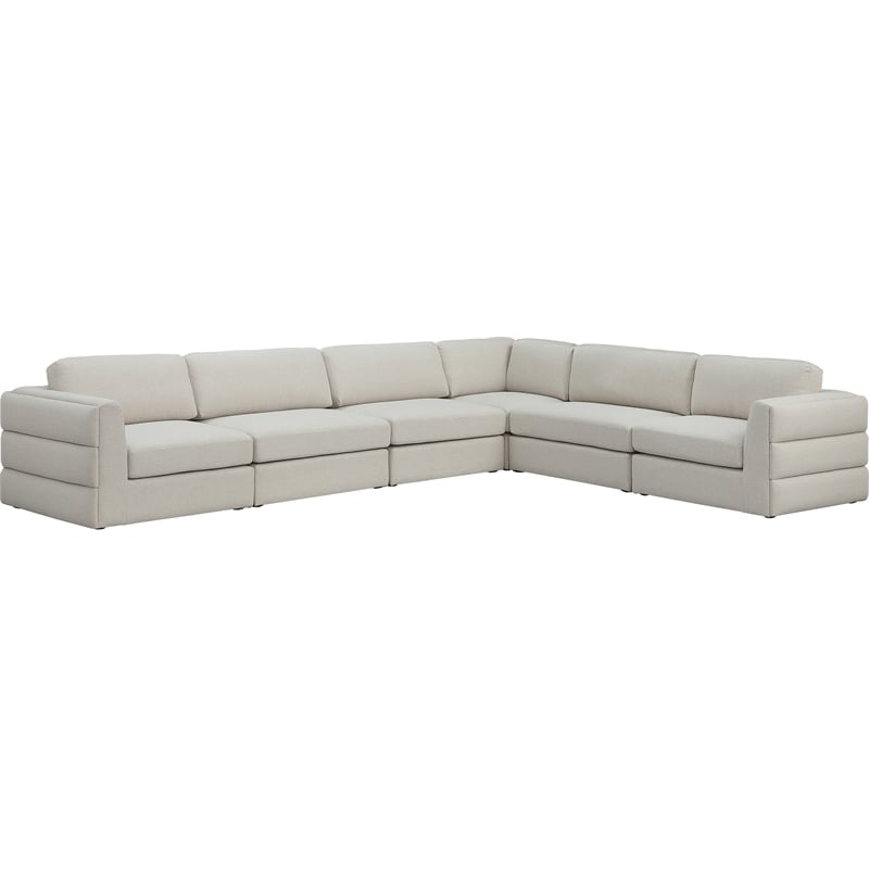 Meridian Furniture Beckham Beige Durable Linen Textured Fabric Modular Sectional