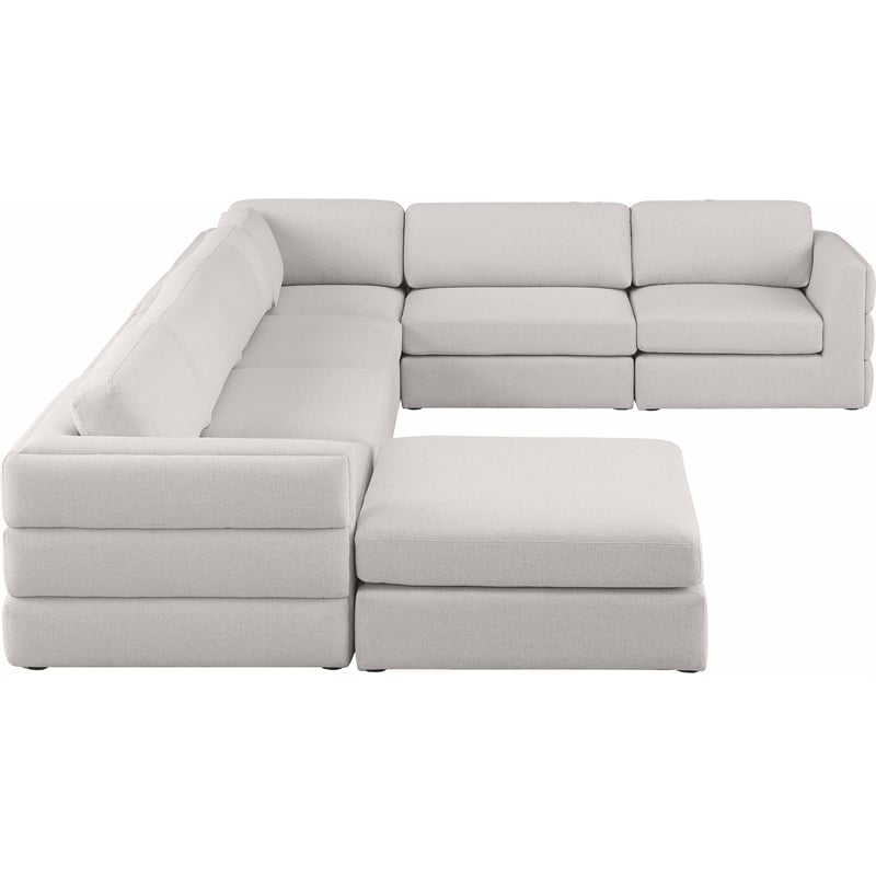 Meridian Furniture Beckham Beige Durable Linen Textured Fabric Modular Sectional