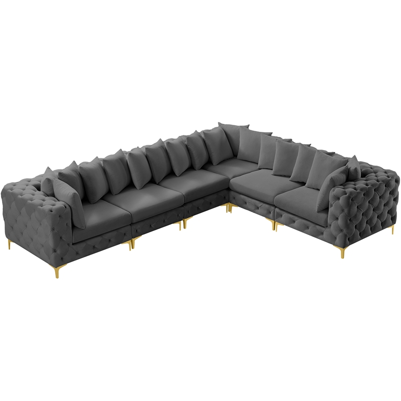 Meridian Furniture Tremblay Grey Velvet Modular Sectional