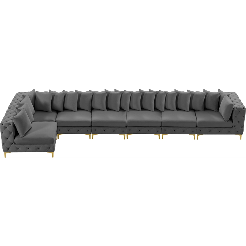 Meridian Furniture Tremblay Grey Velvet Modular Sectional