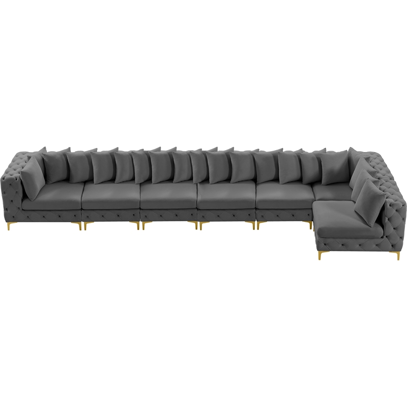 Meridian Furniture Tremblay Grey Velvet Modular Sectional