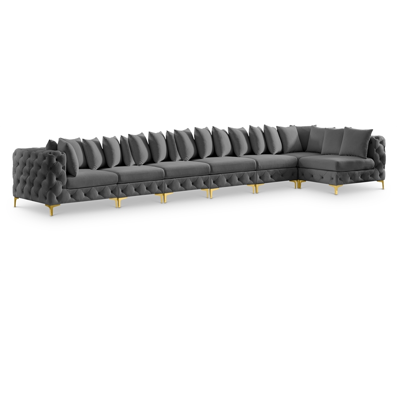 Meridian Furniture Tremblay Grey Velvet Modular Sectional