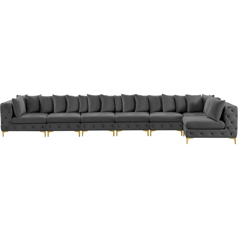 Meridian Furniture Tremblay Grey Velvet Modular Sectional