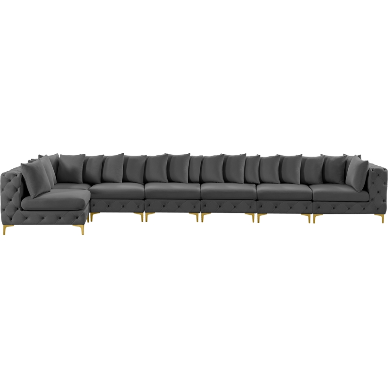 Meridian Furniture Tremblay Grey Velvet Modular Sectional