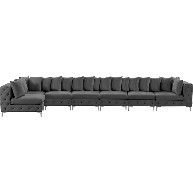 Meridian Furniture Tremblay Grey Velvet Modular Sectional