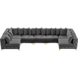 Meridian Furniture Tremblay Velvet Modular Sectional/Pillow in Gray/Gold-Chrome