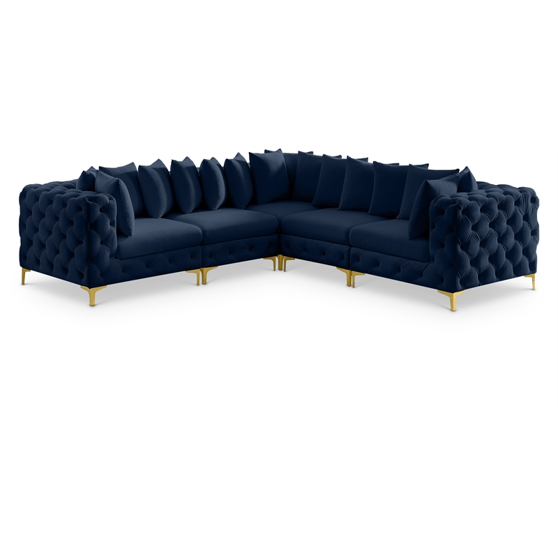Meridian Furniture Tremblay Navy Velvet Modular Sectional
