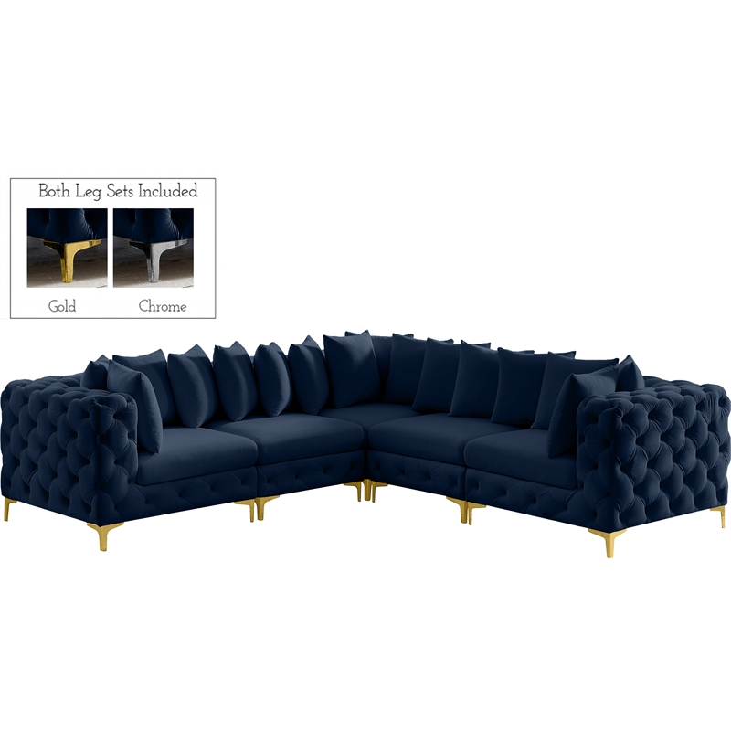 Meridian Furniture Tremblay Navy Velvet Modular Sectional