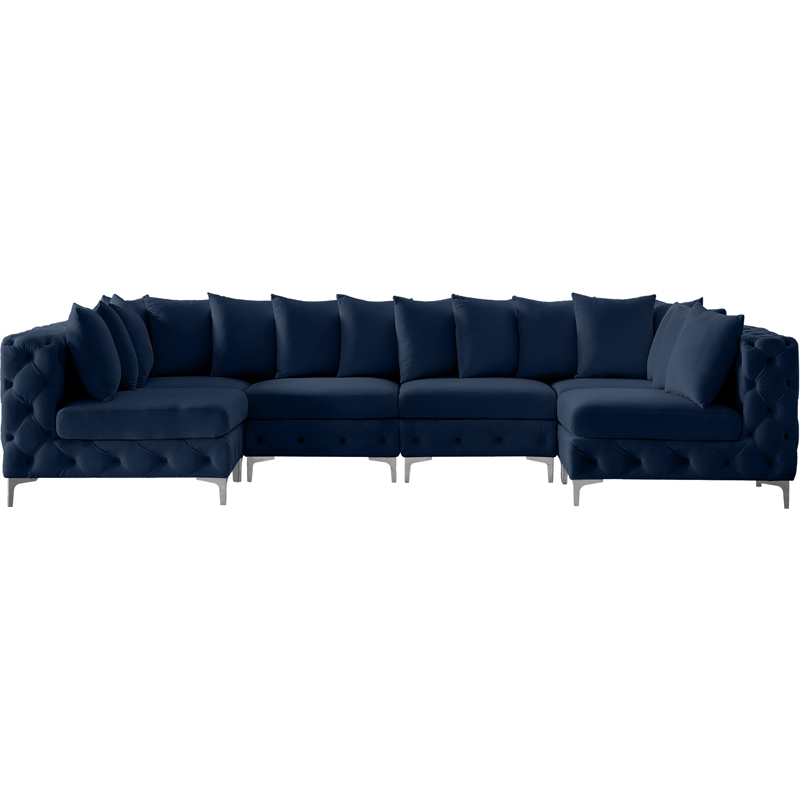 Meridian Furniture Tremblay Navy Velvet Modular Sectional