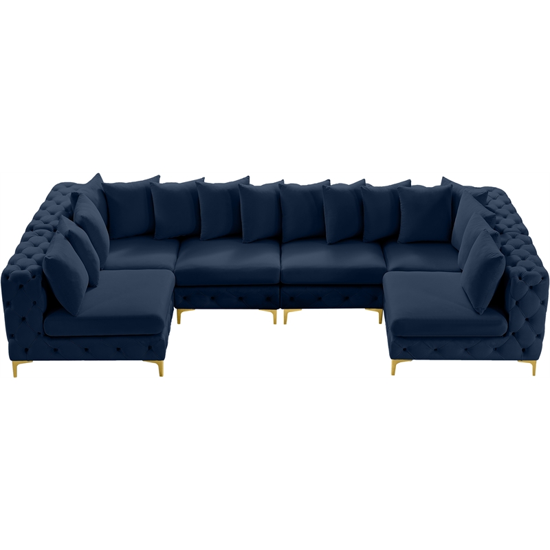 Meridian Furniture Tremblay Navy Velvet Modular Sectional