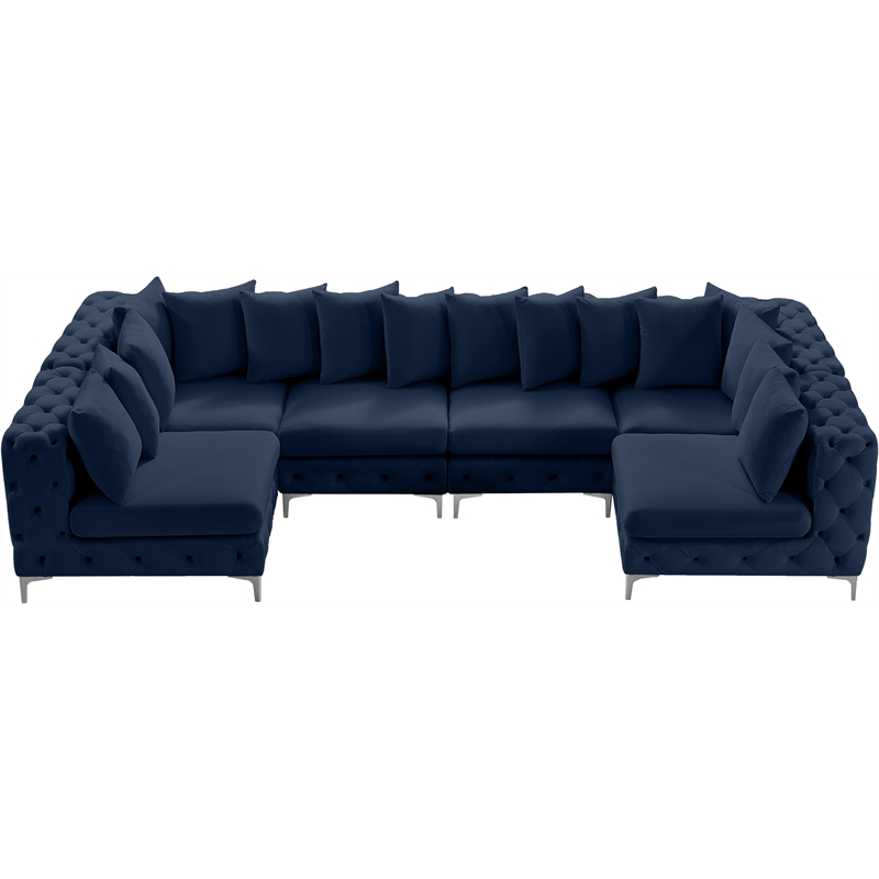 Meridian Furniture Tremblay Navy Velvet Modular Sectional