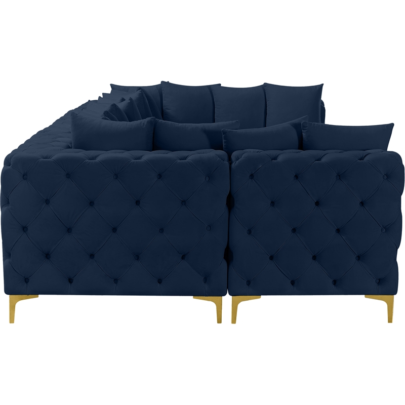Meridian Furniture Tremblay Navy Velvet Modular Sectional