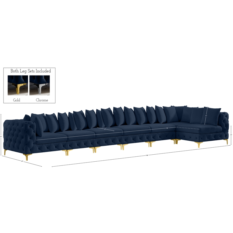 Meridian Furniture Tremblay Navy Velvet Modular Sectional