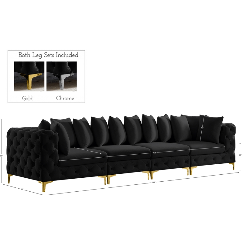 Meridian Furniture Tremblay Black Velvet Modular Sofa