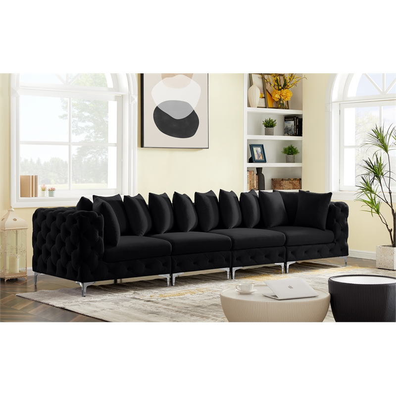Meridian Furniture Tremblay Black Velvet Modular Sofa