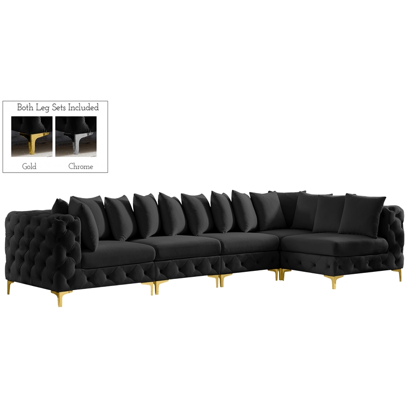 Meridian Furniture Tremblay Black Velvet Modular Sectional
