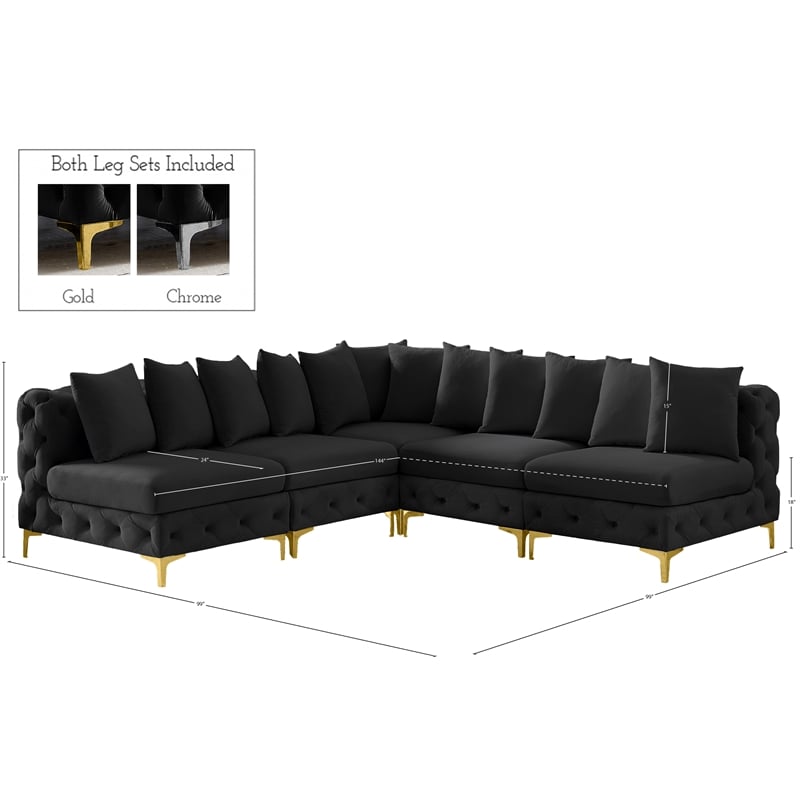 Meridian Furniture Tremblay Black Velvet Modular Sectional