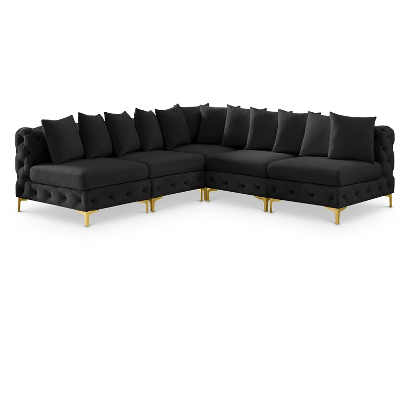 Meridian Furniture Tremblay Black Velvet Modular Sectional
