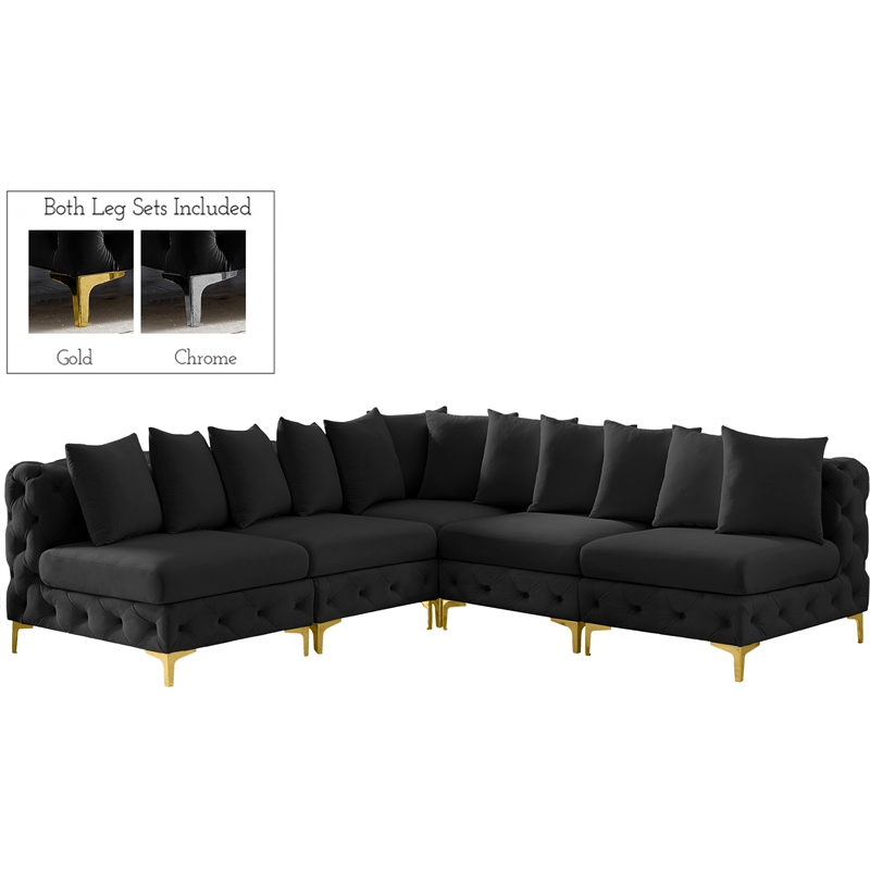 Meridian Furniture Tremblay Black Velvet Modular Sectional