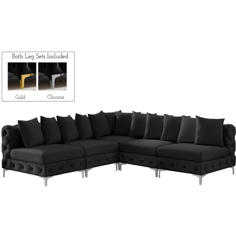 Meridian Furniture Tremblay Black Velvet Modular Sectional