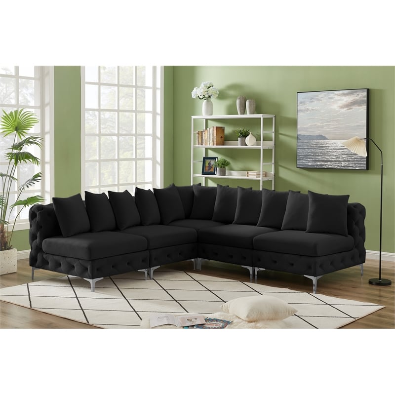 Meridian Furniture Tremblay Black Velvet Modular Sectional