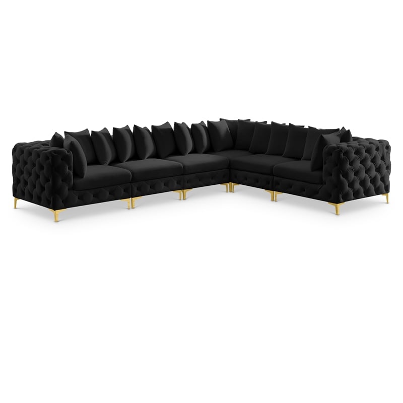 Meridian Furniture Tremblay Black Velvet Modular Sectional