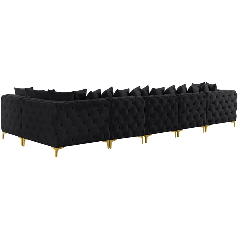 Meridian Furniture Tremblay Black Velvet Modular Sectional
