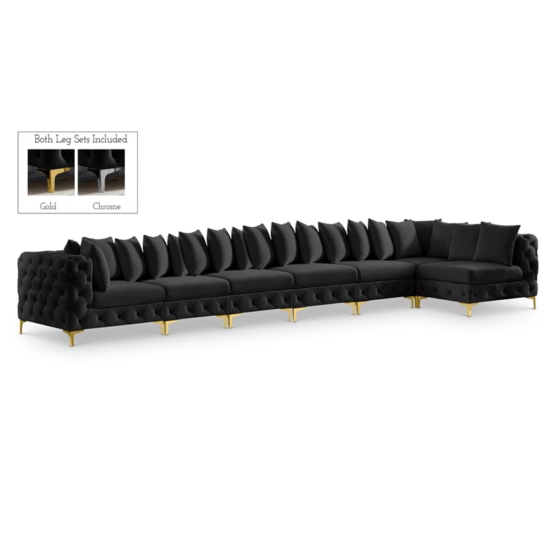 Meridian Furniture Tremblay Black Velvet Modular Sectional
