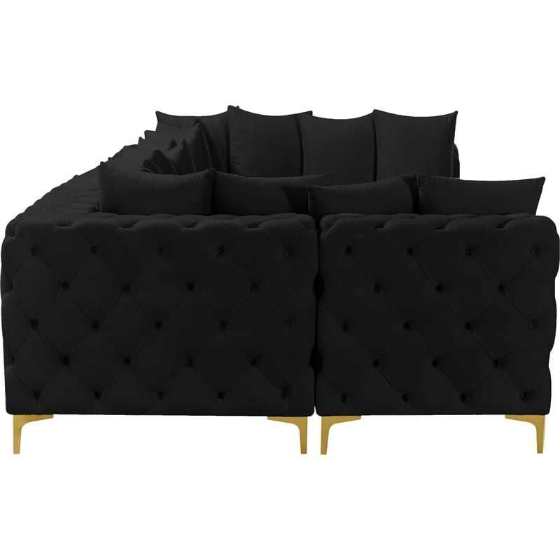 Meridian Furniture Tremblay Velvet Modular Sectional/Pillow in Black/Gold-Chrome